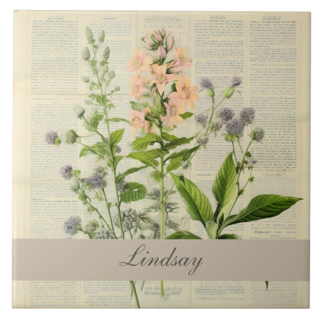 Vintage Wildblomma Kakelplatta (Framsidan)