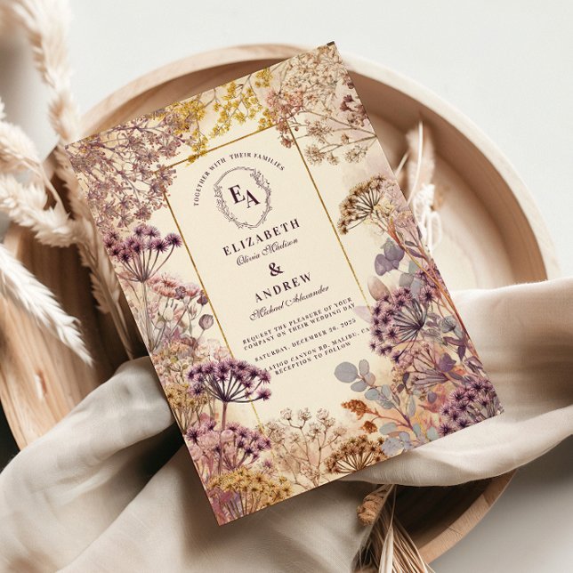 Vintage Wildblomme Meadow Bröllop Inbjudningar (Skapare uppladdad)