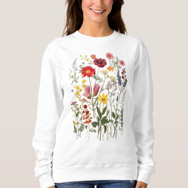 Vintage Wildblommes Blommigt Graphic T Shirt (Framsida)
