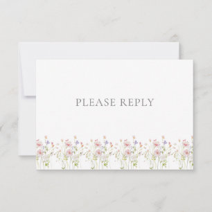 Vintage Wildblommonogram QR Code Garden Wedding OSA Kort