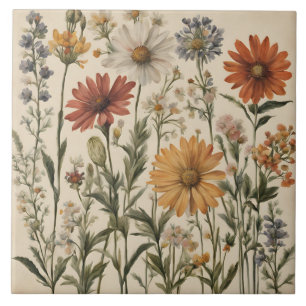 Vintage Wildblommor Kakelplatta