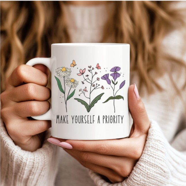 Vintage Wildblommor Self kärlek Kaffemugg (Skapare uppladdad)