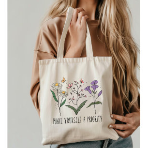 Vintage Wildblommor Self kärlek Tygkasse