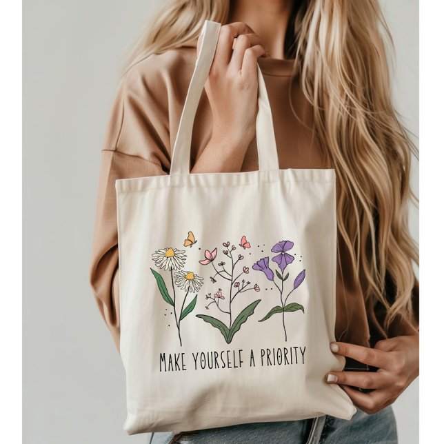 Vintage Wildblommor Self kärlek Tygkasse (Skapare uppladdad)