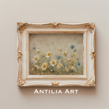 Vintage Wildbloms Fält Painting Botanical Blommigt