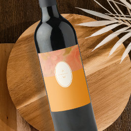 Vintage Wildbloms Rosa Poppy Bröllop Monogram Vinflaska Etikett