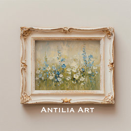 Vintage Wildblomsmålning Flower Fält Poster