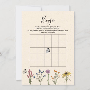 Vintage Wildblomsterbabyskor Bingo Game Inbjudningar