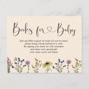 Vintage Wildblomsterbabyskor Bokar för Baby Inbjudan Vykort