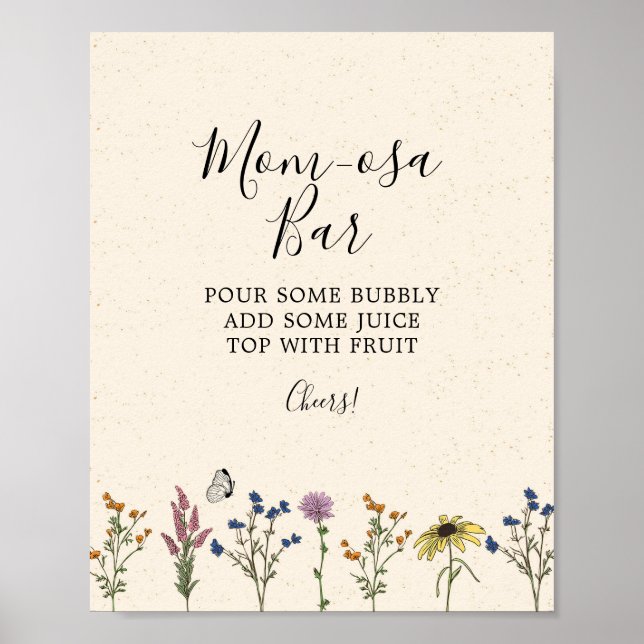 Vintage Wildblomsterbabyskor Mamma-osa Pub-tecken Poster (Framsidan)