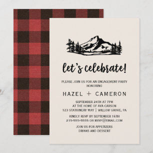 Vintage Wilderness Buffalo Plaid Låt oss fira Inbjudningar