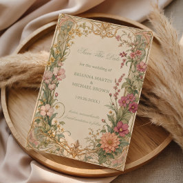 Vintage Wildflower Botanisk Spara Datumet