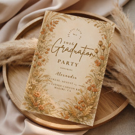 Vintage Wildflower Graduation Party Inbjudningar