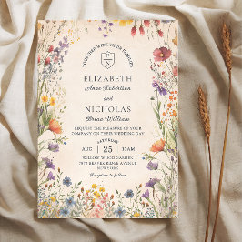 Vintage Wildflowers Garden Wedding Invitation Inbjudningar