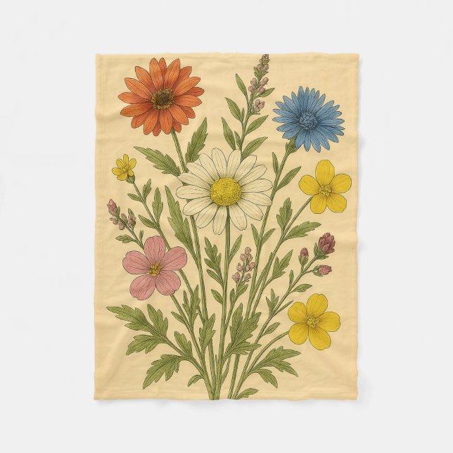 Vintage Wildflowers on Weathered Paper Fleecefilt (Framsidan)