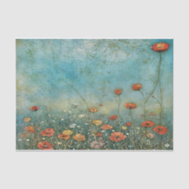 Vintage wildflowers poppies landscape