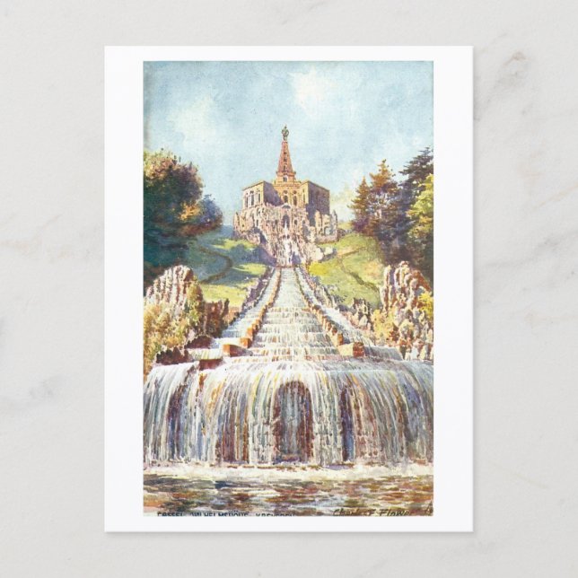Vintage Wilhelmshöhe Cascades, Kassel, Germany Vykort (Framsida)