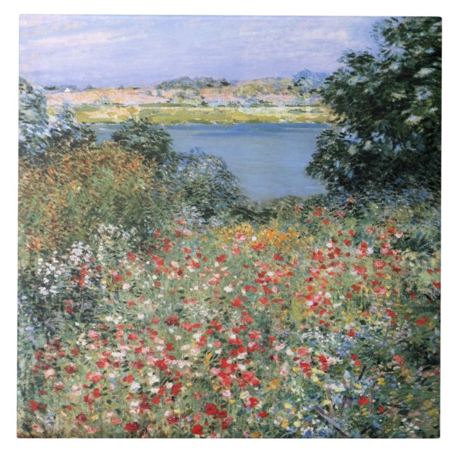 Vintage Willard Metcalf Poppy Garden Kakelplatta (Framsidan)