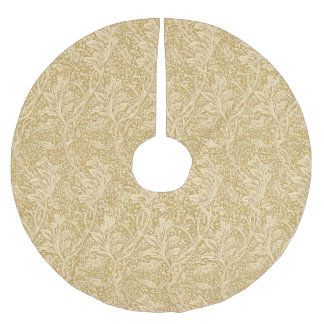 Vintage William Morris Arcadia Guld Sömlös Julgransmatta Borstad Polyester