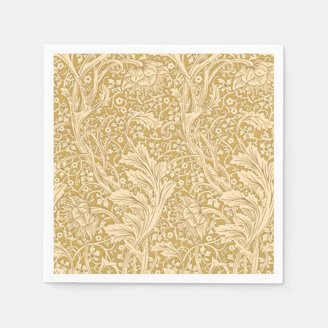 Vintage William Morris Arcadia Guld Sömlös Pappersservett (Framsidan)