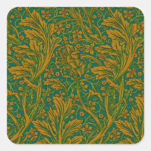 Vintage William Morris Arcadia Sömlös bakgrundsmön Fyrkantigt Klistermärke