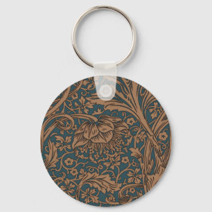 Vintage William Morris Arcadia Sömlös mönsterdesig Nyckelring