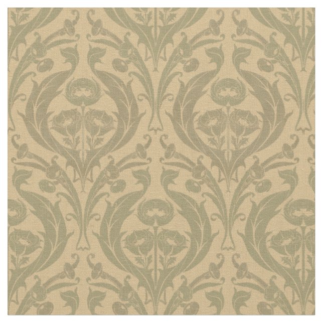 Vintage William Morris Art nouveau Blommönster Tyg (Närbild)