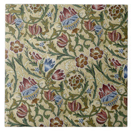Vintage William Morris Blommigt Rosa Blue Brocade Kakelplatta