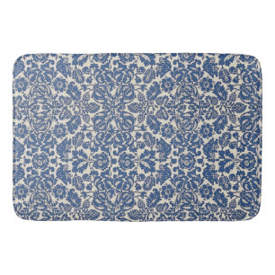 Vintage William Morris Blommönster Blue White Badrumsmatta
