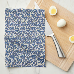 Vintage William Morris Blommönster Blue White Kökshandduk