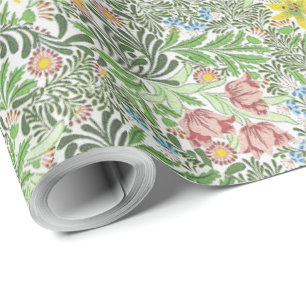 Vintage William Morris Bower blommor grönska Presentpapper