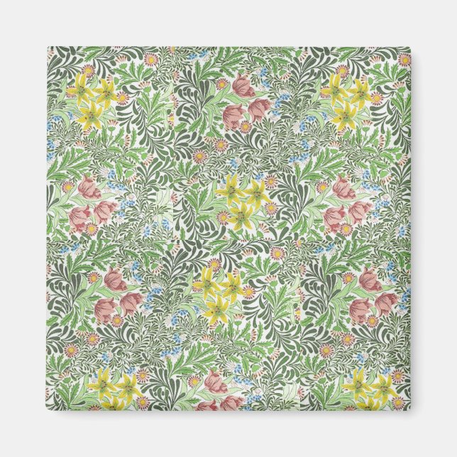 Vintage William Morris Bower Flowers Greenery Magnet (Framsidan)