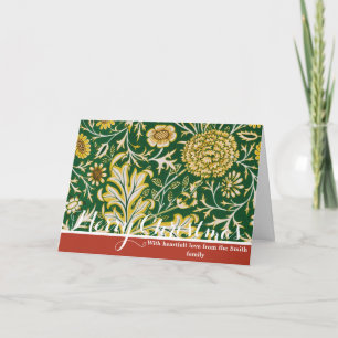 Vintage William Morris Cherwell Grön Blommig Konst Helgkort