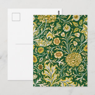 Vintage William Morris Cherwell Grön Blommig Konst Vykort