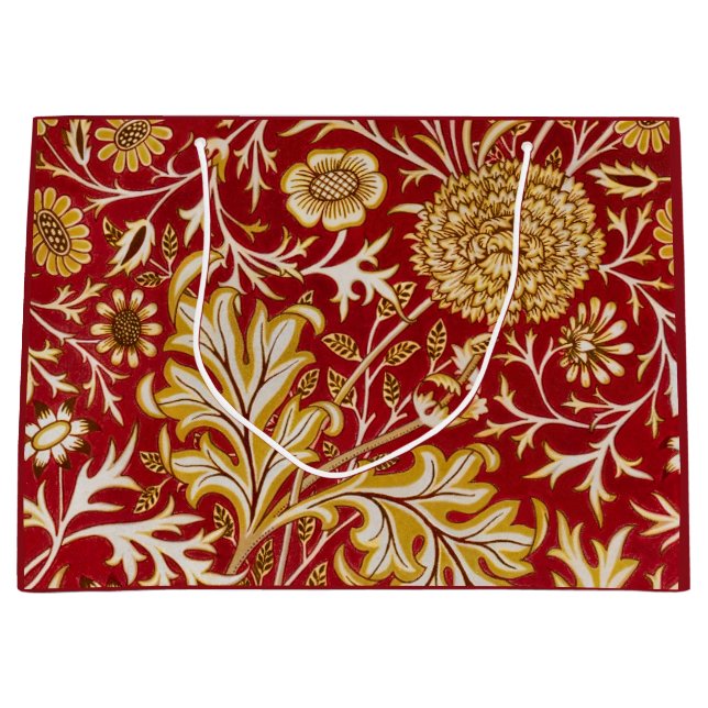 Vintage William Morris Cherwell Röd Blommig Konst (Framsidan)
