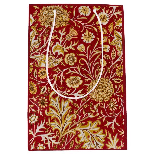 Vintage William Morris Cherwell Röd Blommig Konst (Framsidan)