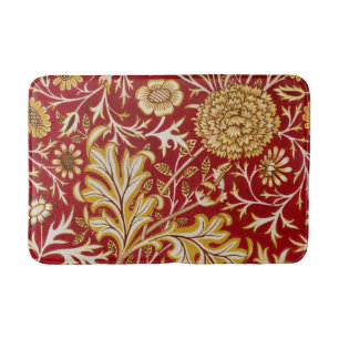 Vintage William Morris Cherwell Röd Blommig Konst Badrumsmatta