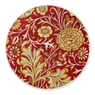 Vintage William Morris Cherwell Röd Blommig Konst Knopp