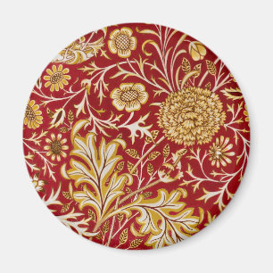 Vintage William Morris Cherwell Röd Blommig Konst Magnet