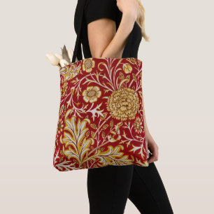 Vintage William Morris Cherwell Röd Blommig Konst Tygkasse