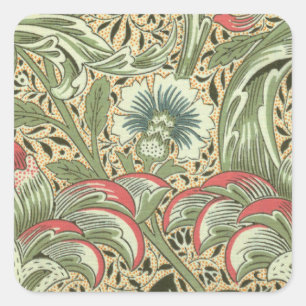 Vintage William Morris Corncockle Flowers Fyrkantigt Klistermärke