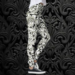 Vintage William Morris Decorative Textile Mönster Leggings<br><div class="desc">Vintage illustration William Morris dekorativa textilier tapet mönster med en svart och vit blommigt-naturscen för preraphaelite. Viktoriska blommor och växter från trädgården i en komplicerad chic och elegant rulla mönster.</div>