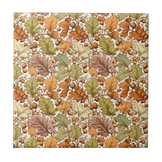 Vintage William Morris Höstblad Berry Kakelplatta (Framsidan)