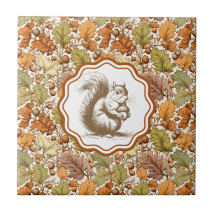 Vintage William Morris Höstlöv Bär Ekorre Kakelplatta