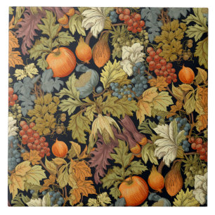 Vintage William Morris Höstlöv Pumpa Kakelplatta