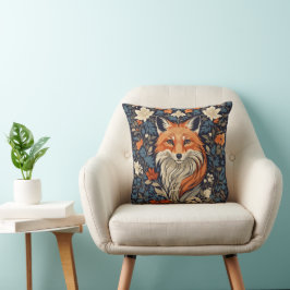 Vintage William Morris Inspired Blommigt Red Fox Kudde