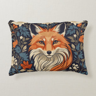 Vintage William Morris Inspired Blommigt Red Fox Prydnadskudde
