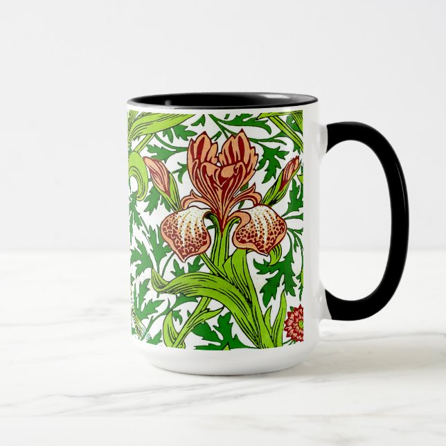 Vintage William Morris Iris Bird Blommönster Mugg (Höger)