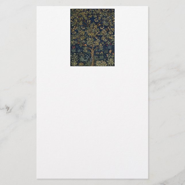 Vintage William Morris–Livets Träd  Brevpapper (Framsida)