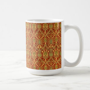 Vintage William Morris Mönster Red Turquise Guld Kaffemugg